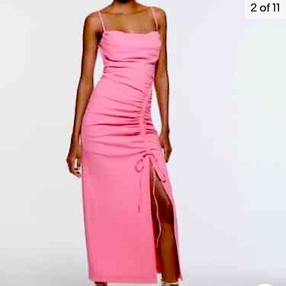 bubblegum pink dress zara 100% Authentic ZARA Bubble Gum Pink Oversized Knit Long Dress Size: M